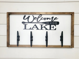3D Welcome to the Lake towel hooks - Lake Bathroom Decor - Welcome to the Lake sign - Lake Coat hooks - Beach bathroom Decor- Lake sign