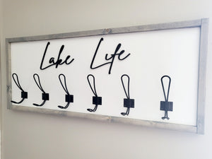 3D Lake Life towel hooks - Cabin Bathroom Decor - Welcome to the Lake sign - Lake Life Coat hooks - Beach bathroom Decor- Lakehouse Decor