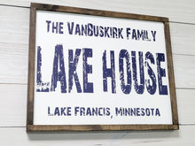 Load image into Gallery viewer, Vintage Personalized Lake House Sign, Lake House Welcome Sign, Custom Wood Lake House Sign, Lake House Wall Decor
