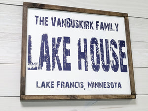 Vintage Personalized Lake House Sign, Lake House Welcome Sign, Custom Wood Lake House Sign, Lake House Wall Decor