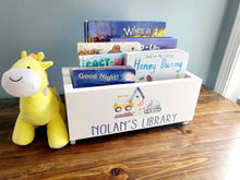 Load image into Gallery viewer, Personalized Book Library box- Book Box - Book Storage - Kids books - Book caddy - Kids room storage
