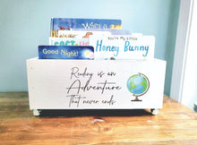 Load image into Gallery viewer, Reading is an adventure Book Case - Book Storage - Books - Toy Storage - Bookcase - Nursery Decor - Baby Shower Gift - Birthday Gift
