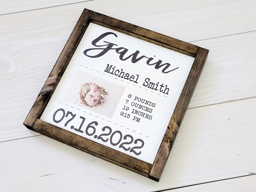 Birth Announcement Sign, Birth Stat Sign, Baby Name sign, Baby Shower gift, Newborn baby Gift, gift for new parents, Personalized Nursery