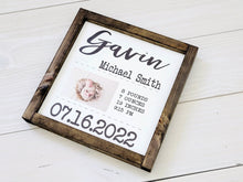 Load image into Gallery viewer, Wooden Personalized Baby Name Announcement | Baby Name Announcement Photo Prop | Baby Name Sign | Baby Name Reveal | Baby Shower Gift

