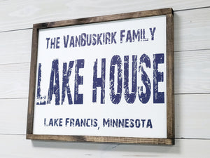 Vintage Personalized Lake House Sign, Lake House Welcome Sign, Custom Wood Lake House Sign, Lake House Wall Decor