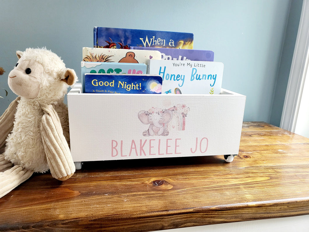Kids library box, baby book box, book storage, nursery storage, baby girl gift, baby boy gift, bookcase, baby shower gift, kids books