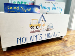 Personalized Book Library box- Book Box - Book Storage - Kids books - Book caddy - Kids room storage