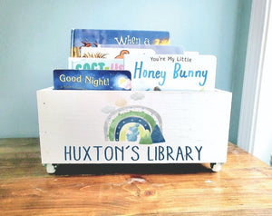 Personalized Mountain Book Library box- Book Box - Book Storage - Kids books - Book caddy - Kids room storage - Mountain Bedroom Decor