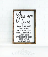 Load image into Gallery viewer, You are loved, Boys Room Room Decor, Baby Boy Nursery sign, Kids, Nursery Wall Decor, Nursery Quote Sign, Wood Nursery Sign, Gift for Son
