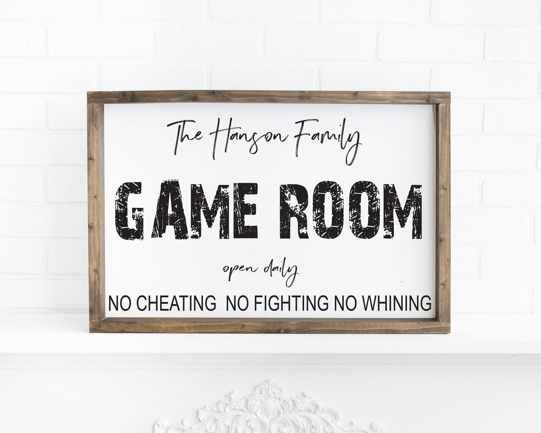 Personalized Game Room sign, Game Room Decor, Gift for Him, Last name sign, Custom Wood Sign