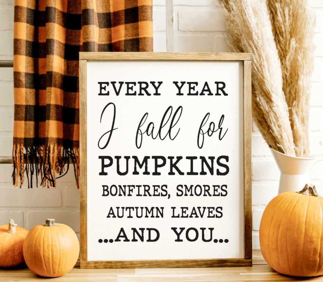 Every year I fall Sign, Halloween Primitive Wall Decor, Modern Farmhouse Halloween Decor, Vintage Style Halloween Sign, Fall Shelf Decor