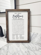 Load image into Gallery viewer, Bathroom Word Search Sign | Funny Bathroom Sign | bathroom sign | Bathroom decor | Bathroom Shelf | Funny bathroom decor | Toilet tray
