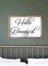 Load image into Gallery viewer, Hello Beautiful wood sign, Bedroom Wall Art, Couple Gifts Wall Decor, Love Quotes, Duo signs
