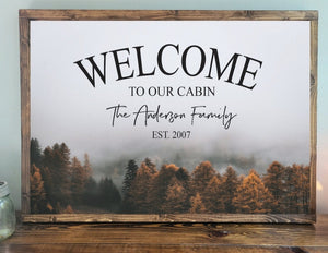 Personalized Cabin Sign, Cabin Welcome Sign, Cabin Wall Decor, Lake Decor, Lodge sign, Custom Name Sign, Camper Sign