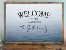 Load image into Gallery viewer, Personalized Lake House Sign, Lake Welcome Sign, Cabin Wall Decor, Lake Decor, Lodge sign, Custom Name Sign, Camper Sign

