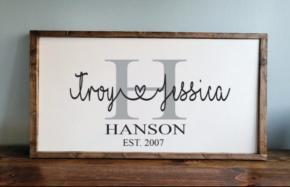 Personalized Last Name Sign with Names, Established sign, Wedding Gift, Wedding Prop Sign, Personalized Wedding Gift, Bridal Shower Gift